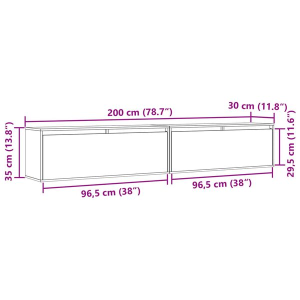 vidaXL Ντουλάπια Τοίχου 2 τεμ. 100 x 30 x 35 εκ. από Μασίφ Ξύλο Πεύκου