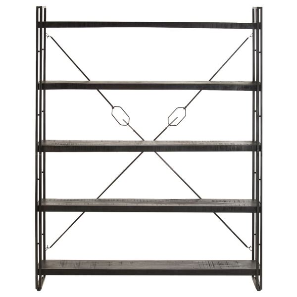 vidaXL Βιβλιοθήκη με 5 Επίπεδα Μαύρη 140x30x180 εκ. Μασίφ Ξύλο Μάνγκο