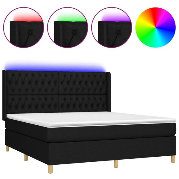 vidaXL &Kappa;&rho;&epsilon;&beta;ά&tau;&iota; Boxspring &mu;&epsilon; &Sigma;&tau;&rho;ώ&mu;&alpha; & LED &Mu;&alpha;ύ&rho;&omicron; 180x200 &epsilon;&kappa;. &Upsilon;&phi;&alpha;&sigma;&mu;ά&tau;&iota;&nu;&omicron;