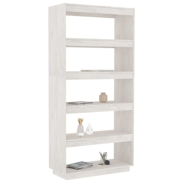 vidaXL Βιβλιοθήκη/Διαχωρ. Χώρου Λευκό 80x35x167 εκ. Μασίφ Ξύλο Πεύκου