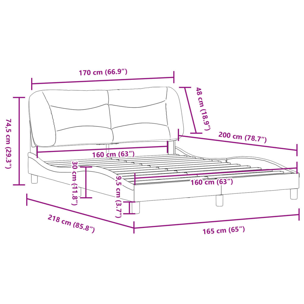 vidaXL Πλαίσιο Κρεβατιού με Κεφαλάρι Γκρι 160x200 εκ. Συνθετικό Δέρμα