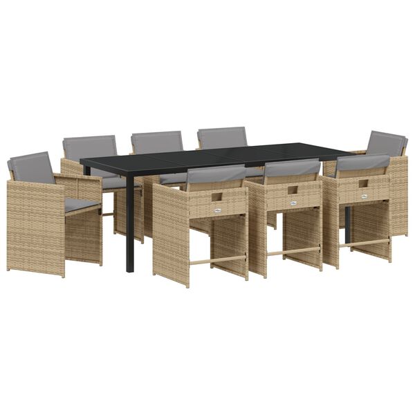 vidaXL Σετ 5 τεμαχίων Καρεκλών Dining Κήπου με Μαξιλάρια Ανοιχτό Γκρι Πολύ Ρατάν