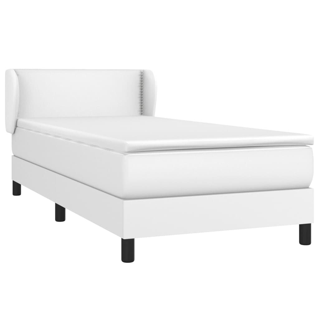 vidaXL Κρεβάτι Boxspring με Στρώμα Λευκό 90x200εκ. από Συνθετικό Δέρμα
