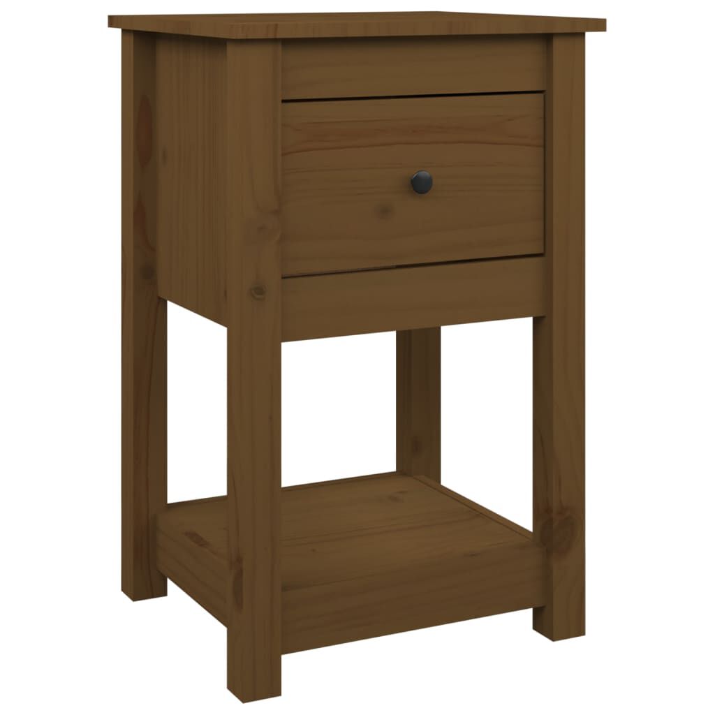 vidaXL Κομοδίνο Καφέ Μελί 40x35x61,5 εκ. από Μασίφ Ξύλο Πεύκου