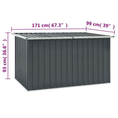 vidaXL Μπαούλο Αποθήκευσης Κήπου Γκρι 171 x 99 x 93 εκ.