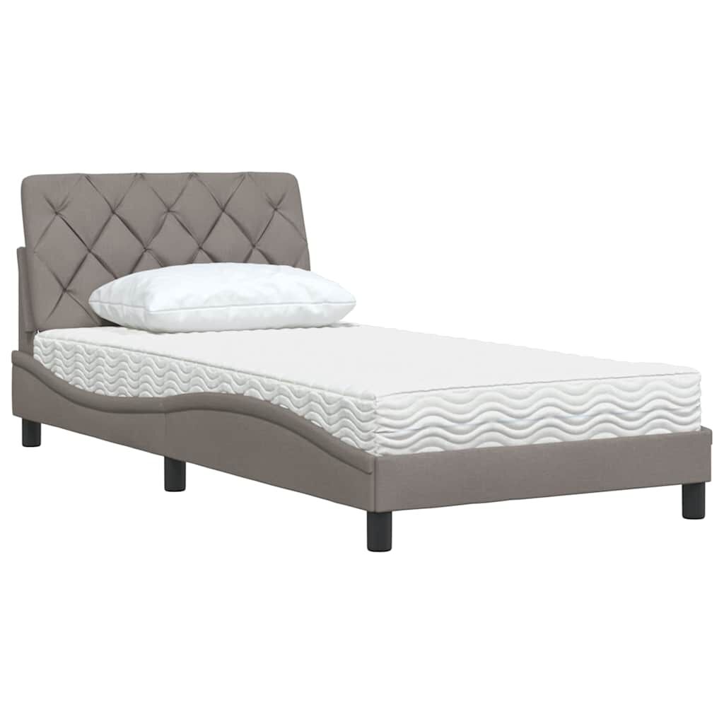 vidaXL Κρεβάτι με Στρώμα Taupe 100 x 200 εκ. Υφασμάτινο