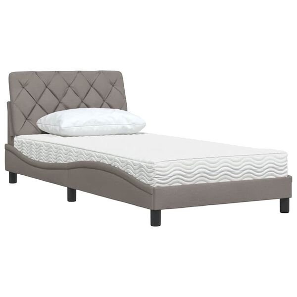 vidaXL Κρεβάτι με Στρώμα Taupe 100 x 200 εκ. Υφασμάτινο