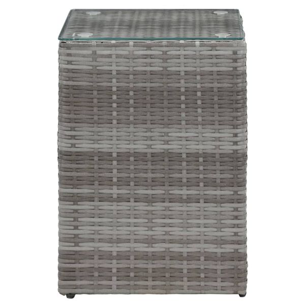 vidaXL Τραπεζάκι Γκρι 35x35x52 εκ. Συνθετ. Ρατάν με Γυάλινη Επιφάνεια