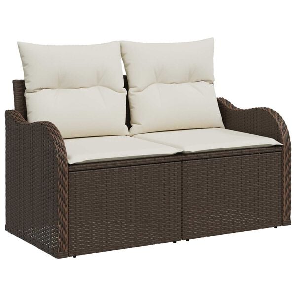 vidaXL Σετ Καναπέ Κήπου με μαξιλάρι 6 pcs Καφέ Πολυ ράταν