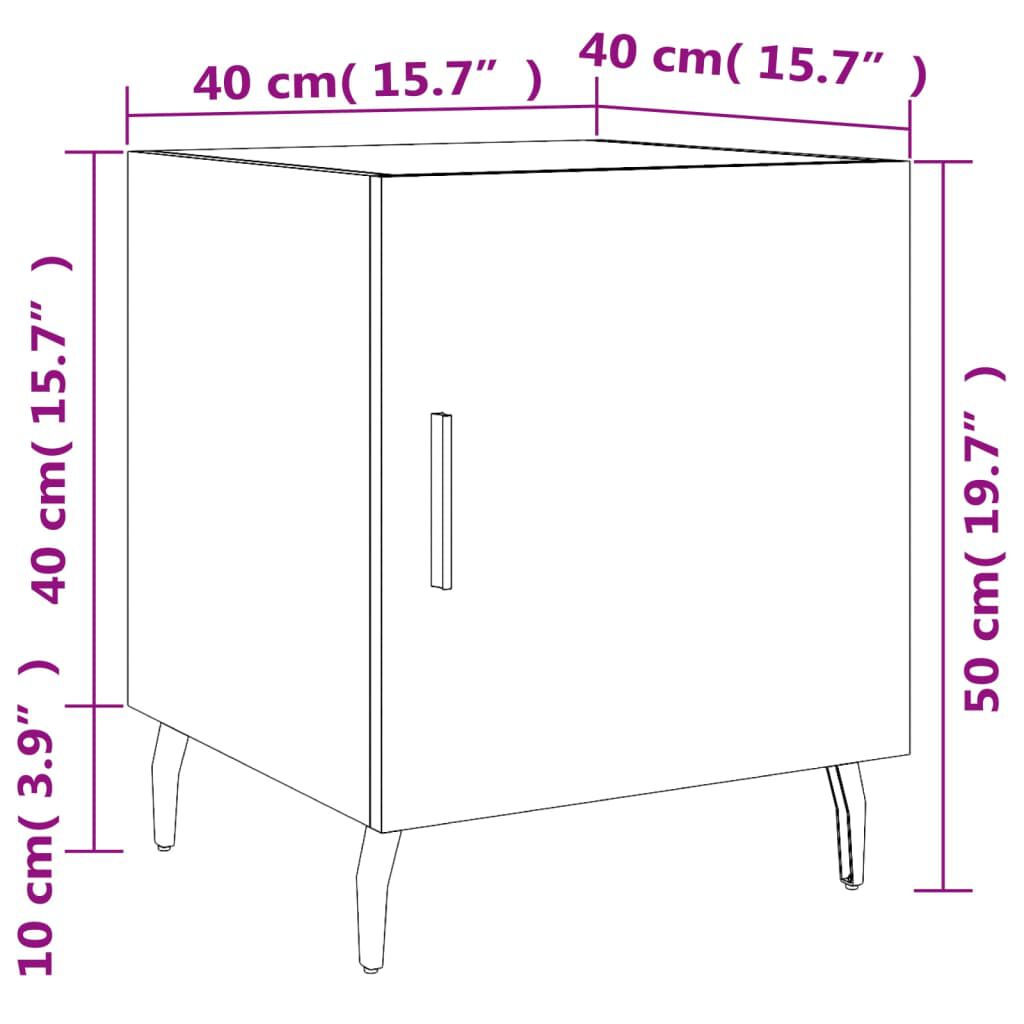 vidaXL Κομοδίνο Γυαλ. Λευκό 40 x 40 x 50 εκ. από Επεξεργασμένο Ξύλο