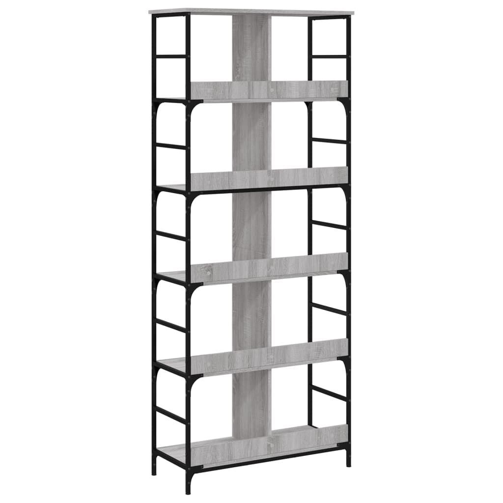 vidaXL Βιβλιοθήκη Γκρι Sonoma 78,5x33x188,5 εκ. Επεξεργασμένο Ξύλο