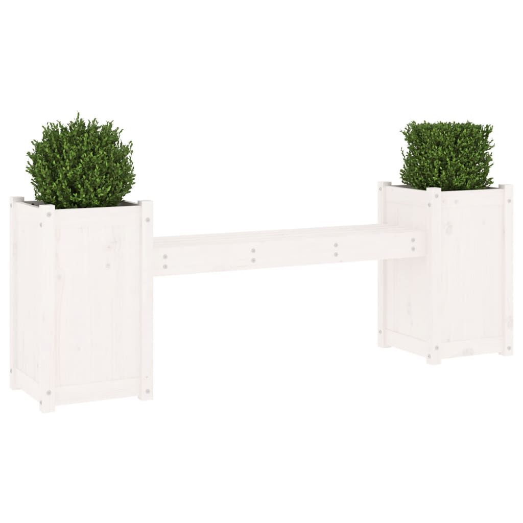 vidaXL Ζαρντινιέρα Παγκάκι Λευκό 180x36x63 εκ. από Μασίφ Ξύλο Πεύκου