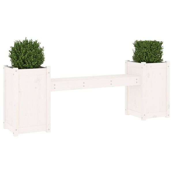 vidaXL Ζαρντινιέρα Παγκάκι Λευκό 180x36x63 εκ. από Μασίφ Ξύλο Πεύκου