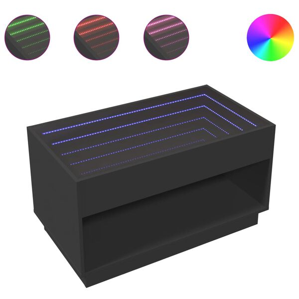 vidaXL Τραπεζάκι Σαλονιού Infinity LED Μαύρο 90x50x50 εκ.