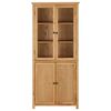 vidaXL Βιβλιοθήκη με 4 Πόρτες 80x35x180 εκ. Μασίφ Ξύλο Δρυός και Γυαλί