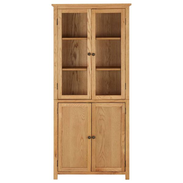 vidaXL Βιβλιοθήκη με 4 Πόρτες 80x35x180 εκ. Μασίφ Ξύλο Δρυός και Γυαλί