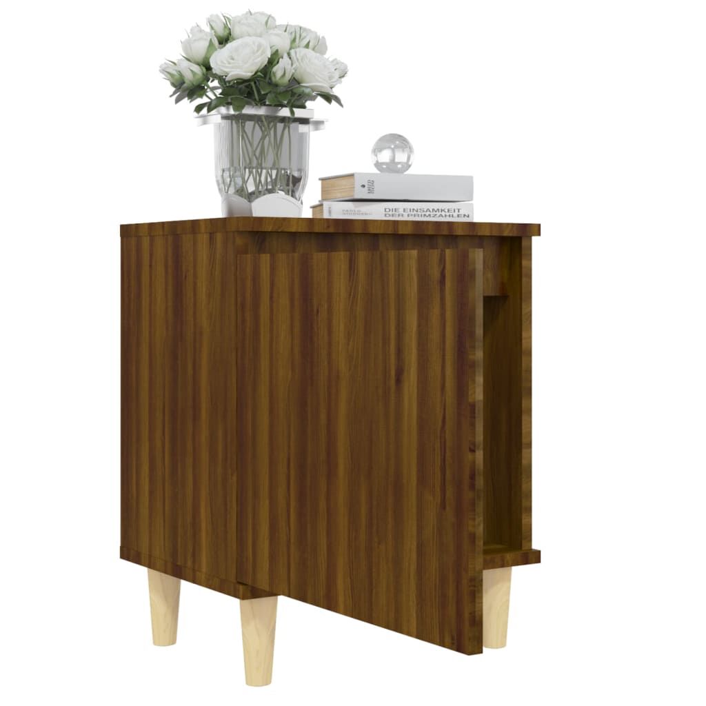 vidaXL Κομοδίνο Καφέ Δρυς 40 x 30 x 50 εκ. με Μασίφ Ξύλινα Πόδια