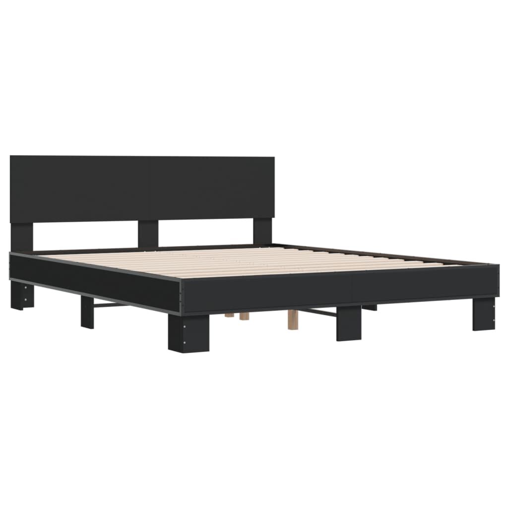 vidaXL Πλαίσιο Κρεβατιού Μαύρο 160 x 200 εκ. Επεξ. Ξύλο & Μέταλλο