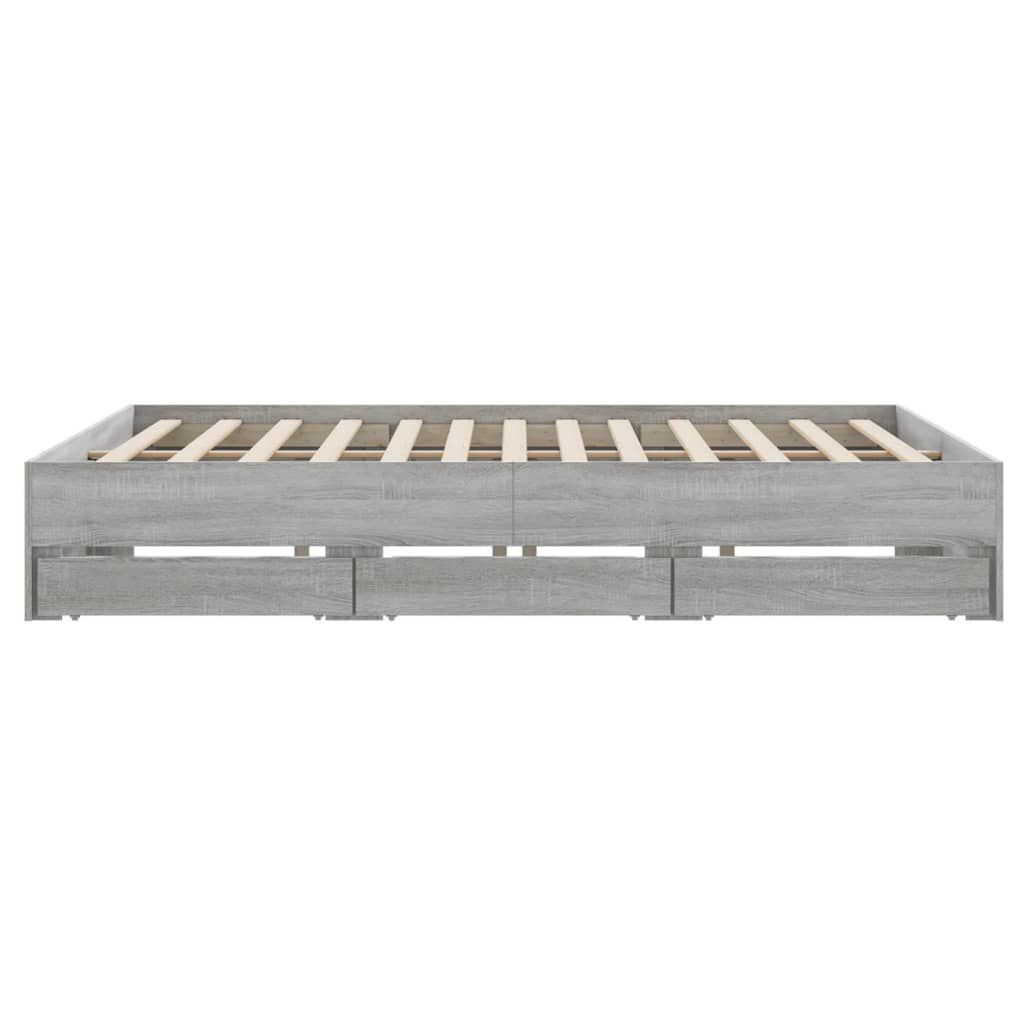 vidaXL Πλαίσιο Κρεβατιού με συρτάρια Γκρι sonoma 200x200εκ. Επεξ. Ξύλο