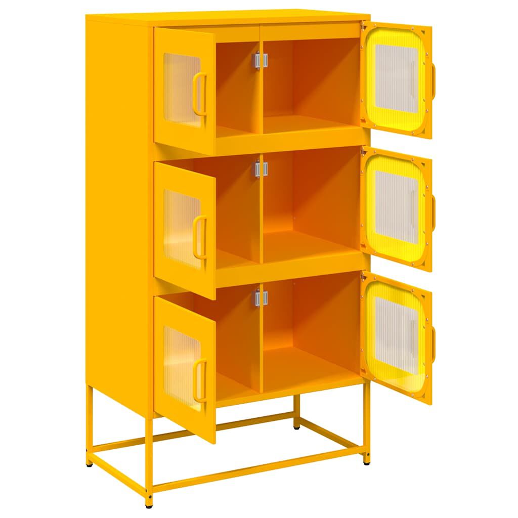 vidaXL Highboard Μουστάρδα κίτρινη 68x39x123 cm Χάλυβας