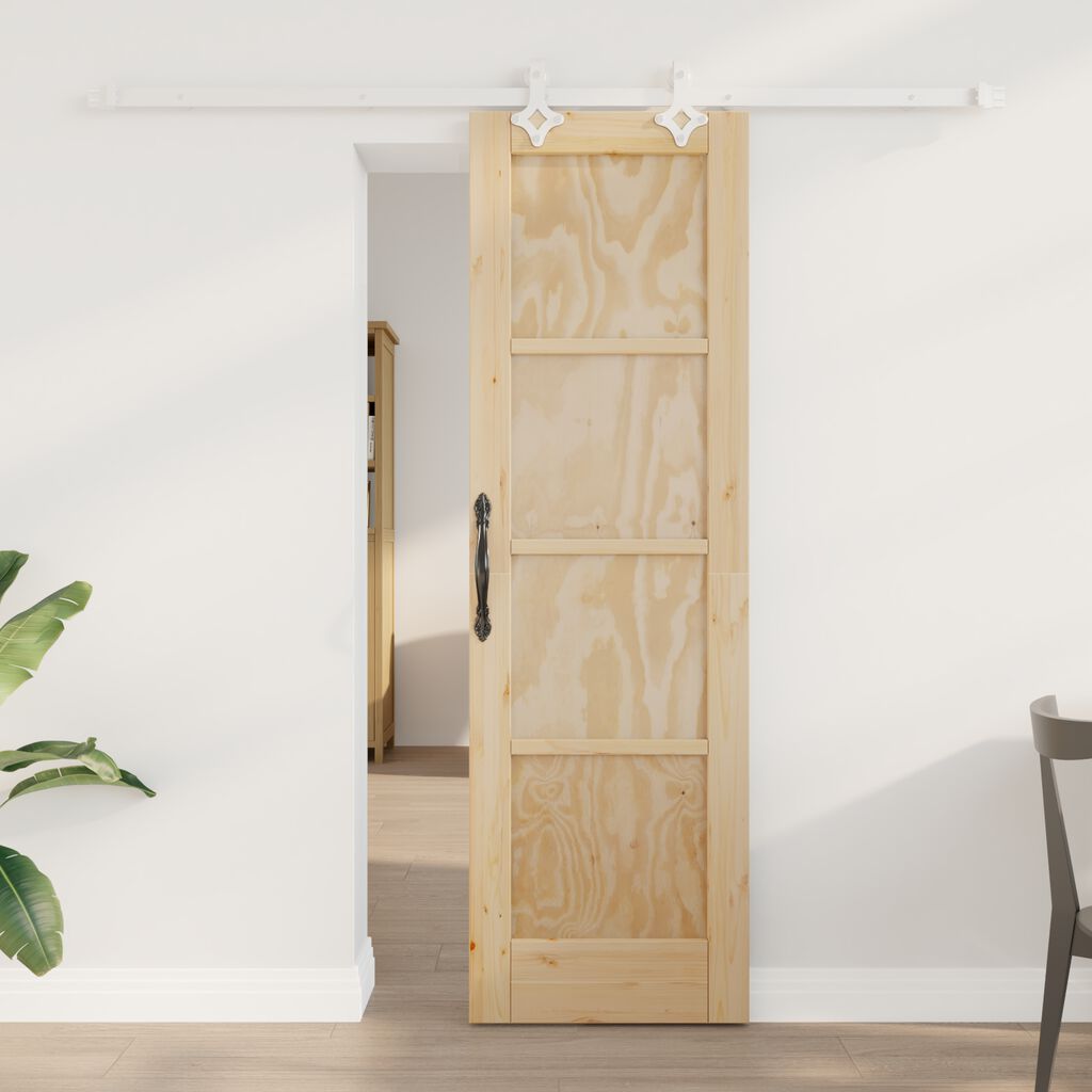 vidaXL Συρόμενη Πόρτα με Σετ Εξαρτημάτων 61x198.5 εκ Μασίφ Ξύλο Πεύκου