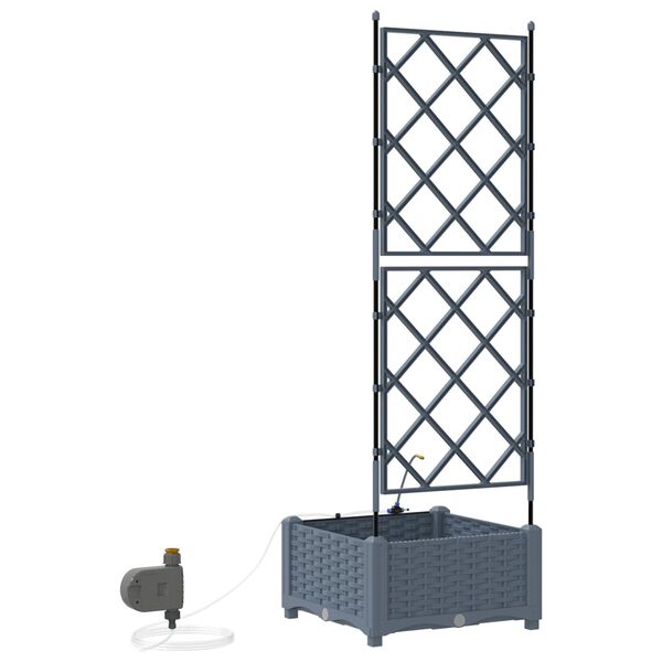 vidaXL Γλάστρες Κήπου 1 τεμ Ανοιχτό γκρι 40 x 40 x 126 cm Πλαστικό