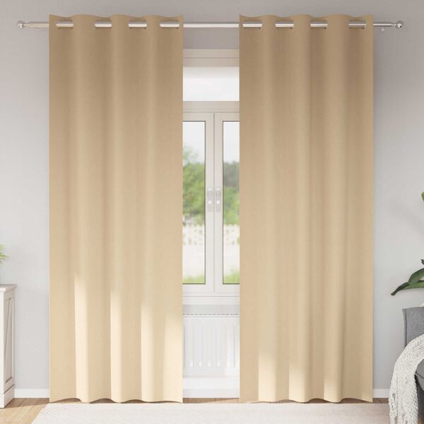 vidaXL Κουρτίνες με κουρτίνες 2 pcs Κρεμ 260 x 140 εκ. Πολυεστέρας