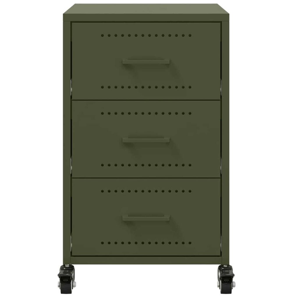 vidaXL Κομοδίνο Πράσινο Λαδί 36x39x59 εκ. από Χάλυβα