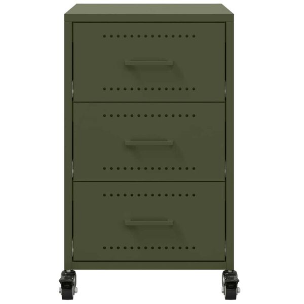 vidaXL Κομοδίνο Πράσινο Λαδί 36x39x59 εκ. από Χάλυβα