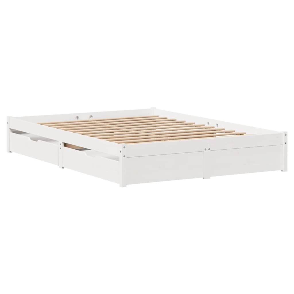 vidaXL Σκελετός Κρεβ. Χωρίς Στρώμα Λευκό 135x190 εκ Μασίφ Πεύκο