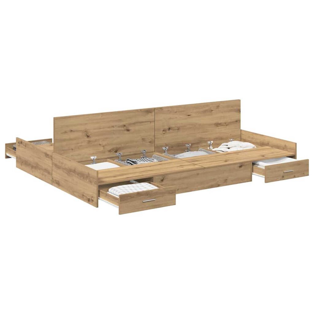 vidaXL Κρεβάτι με αποθηκευτικό χώρο artisan δρυς 140 x 200 cm