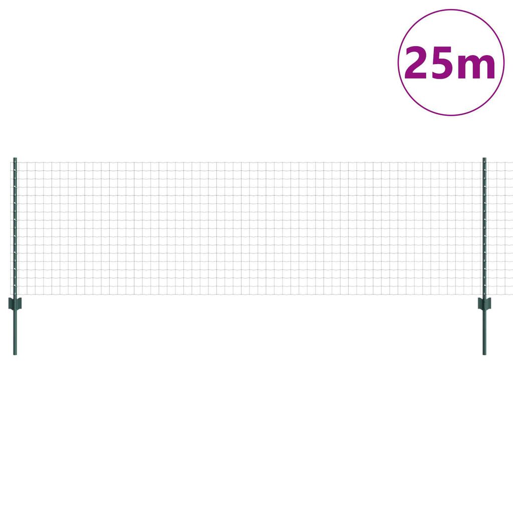 vidaXL Φράχτης με Στήλες. Πράσινο 0.8 x 25 m Ατσάλι