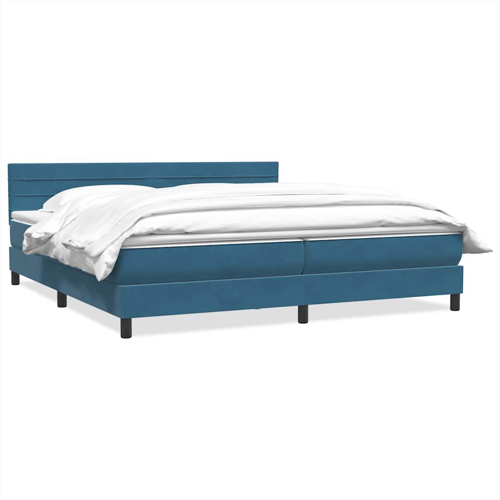 vidaXL Box Spring κρεβάτι με στρώμα σκούρο μπλε 180x220 cm Βελούδινο