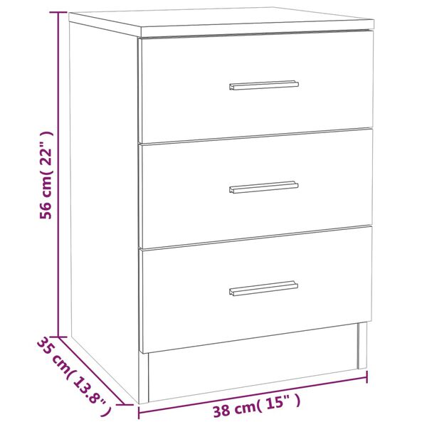 vidaXL Κομοδίνα 2 Τεμ. Γκρι Sonoma 38x35x56 εκ. από Επεξεργασμένο Ξύλο