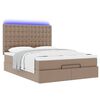 vidaXL Οθωμανικό κρεβάτι με στρώμα & LEDs Cappucino Faux Leather