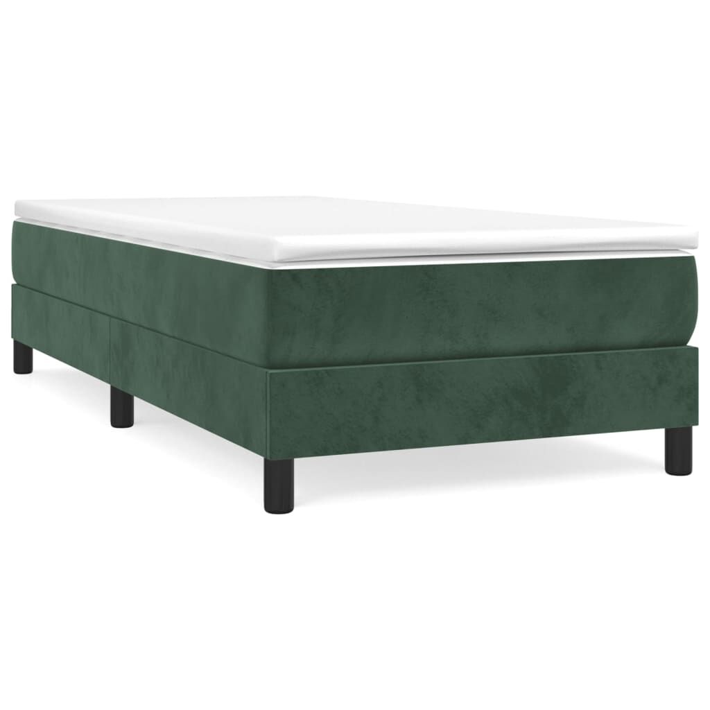vidaXL Κρεβάτι Boxspring με Στρώμα Σκούρο Πράσινο 100x200εκ. Βελούδινο