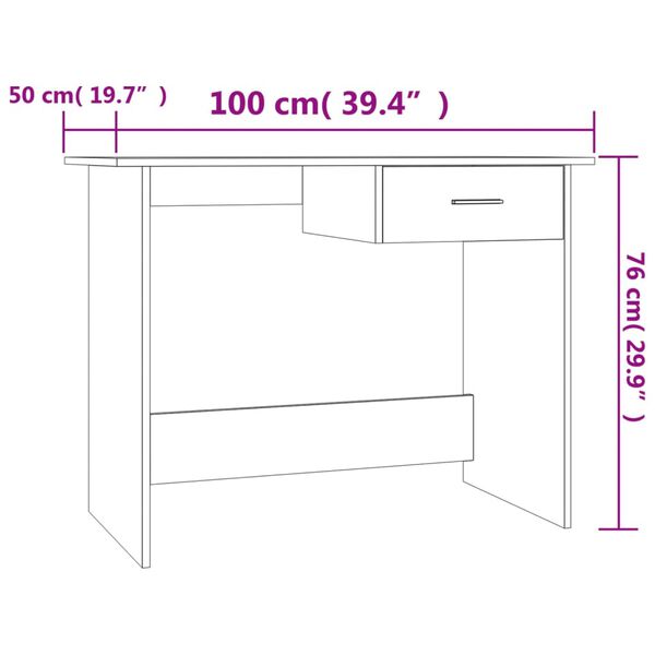 vidaXL Γραφείο Χρώμα Sonoma Δρυς 100 x 50 x 76 εκ. από Επεξ. Ξύλο