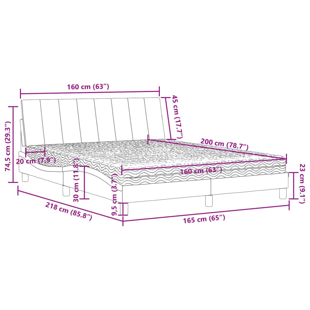 vidaXL Κρεβάτι με Στρώμα Ροζ 160x200 εκ. Βελούδινο