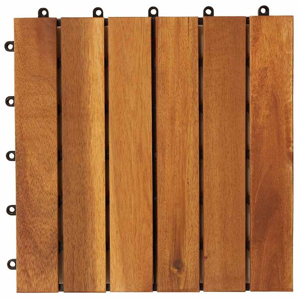 vidaXL Πλακάκια Deck 10 τεμ. Γκρι Πατίνα 30x30 εκ. Μασίφ Ξύλο Ακακίας