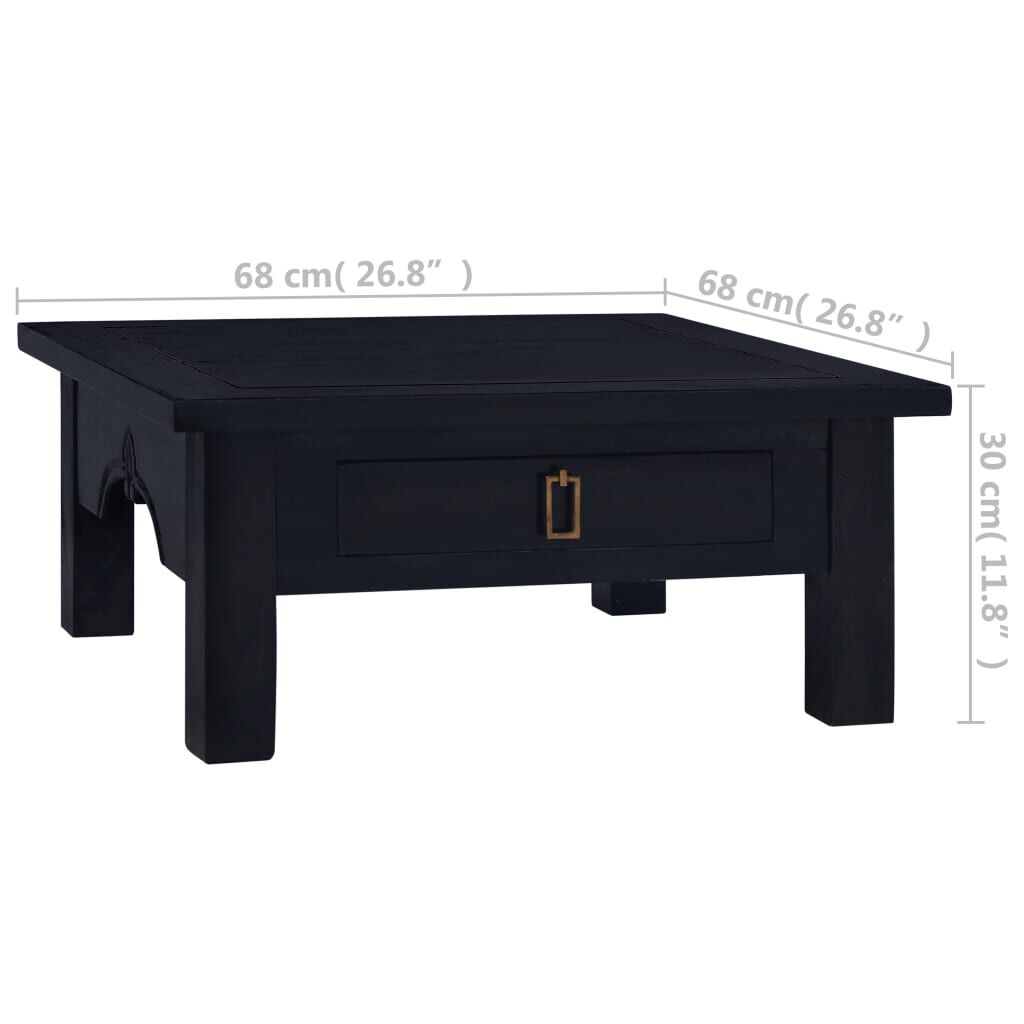 vidaXL Τραπέζι Σαλονιού Ανοιχτό Καφέ-Μαύρο 68x68x30 εκ. Μασίφ Μαόνι