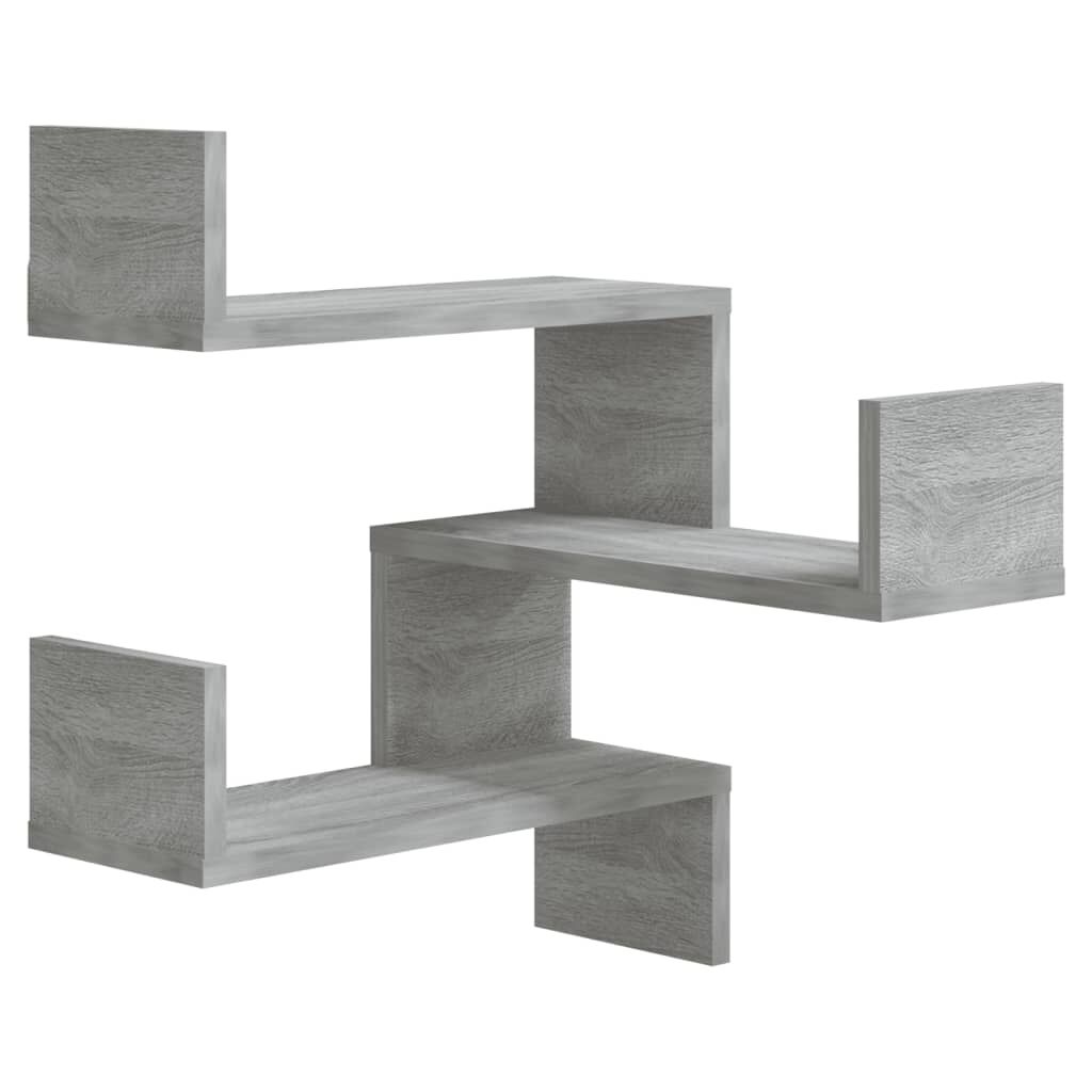 vidaXL Γωνιακές Ραφιέρες Τοίχου 2 τεμ Γκρι Sonoma 40x40x50εκ Επ. Ξύλο