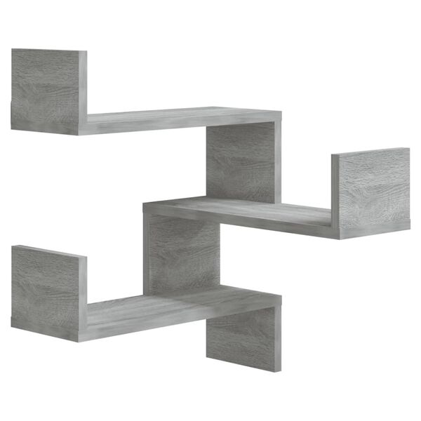 vidaXL Γωνιακές Ραφιέρες Τοίχου 2 τεμ Γκρι Sonoma 40x40x50εκ Επ. Ξύλο
