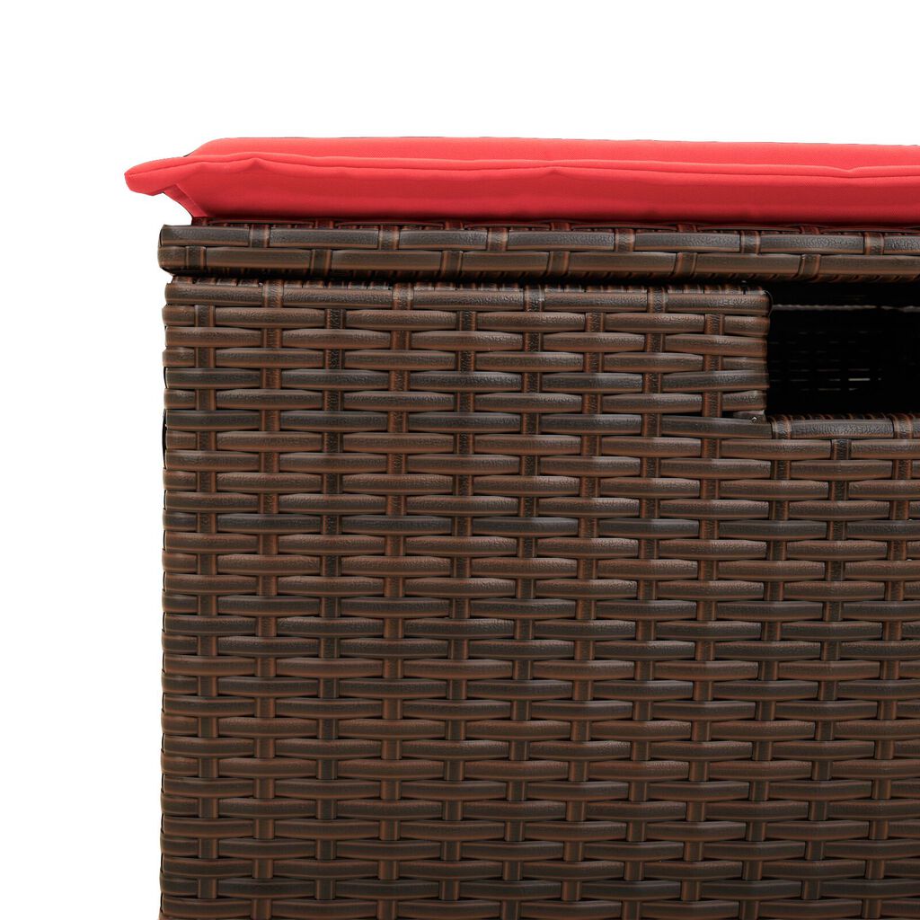 vidaXL Σκαμπό Κήπου με Μαξιλάρι Καφέ 55x55x37 εκ. από Συνθετικό Ρατάν