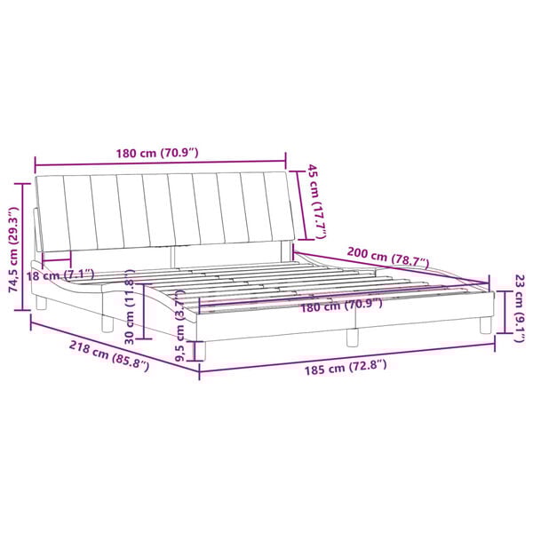 vidaXL Σκελετός Κρεβατιού Χωρίς Στρώμα Μαύρο 180x200 εκ. Βελούδινο
