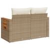 vidaXL Καναπές Κήπου Διθέσιος Μπεζ από Συνθετικό Ρατάν με Μαξιλάρια