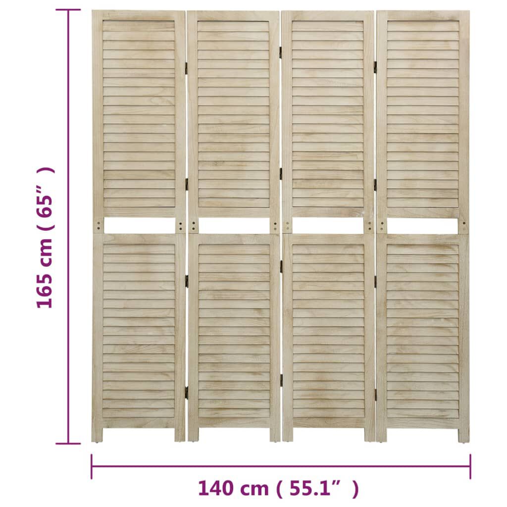 vidaXL Διαχωριστικό Χώρου με 4 Πάνελ 140x165 εκ. Μασίφ Ξύλο Παυλώνιας