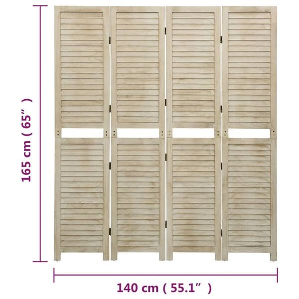 vidaXL Διαχωριστικό Χώρου με 4 Πάνελ 140x165 εκ. Μασίφ Ξύλο Παυλώνιας