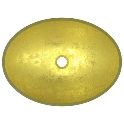 vidaXL Νιπτήρας Χρυσός 50 x 37 x 14 εκ. Γυάλινος