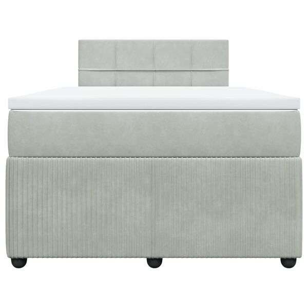 vidaXL Κρεβάτι Boxspring με Στρώμα Ανοιχτό Γκρι 120x190 εκ. Βελούδινο