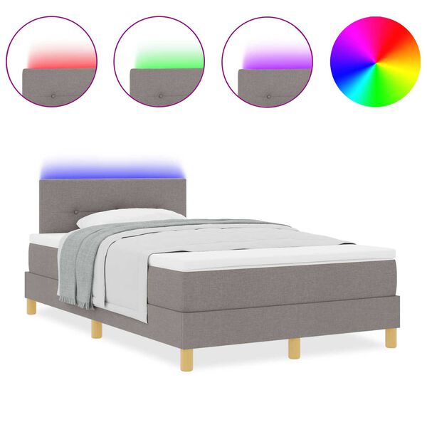 vidaXL Κρεβάτι Box Spring με Στρώμα & LED Ταπάζ 120x200 εκ. Ύφασμα